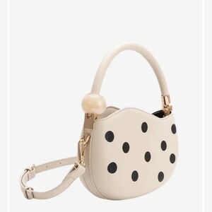Melie Bianco Jennie Vegan Polka Dot Cream and Black Handbag